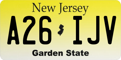 NJ license plate A26IJV