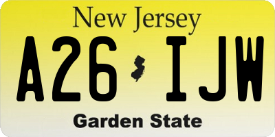 NJ license plate A26IJW