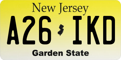 NJ license plate A26IKD