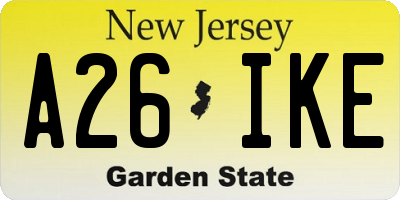 NJ license plate A26IKE