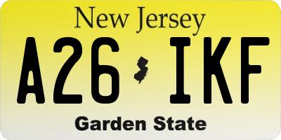NJ license plate A26IKF