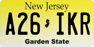 NJ license plate A26IKR