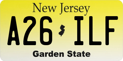 NJ license plate A26ILF