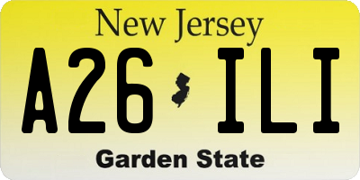 NJ license plate A26ILI