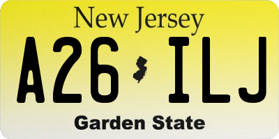 NJ license plate A26ILJ