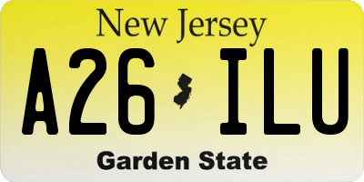 NJ license plate A26ILU