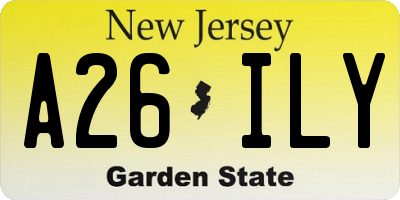 NJ license plate A26ILY