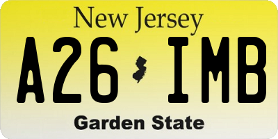 NJ license plate A26IMB