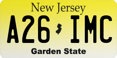 NJ license plate A26IMC