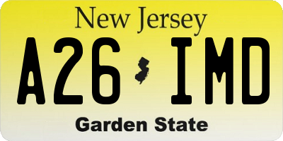 NJ license plate A26IMD