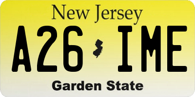 NJ license plate A26IME