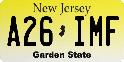 NJ license plate A26IMF