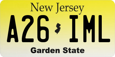 NJ license plate A26IML