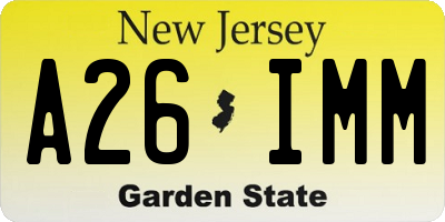 NJ license plate A26IMM