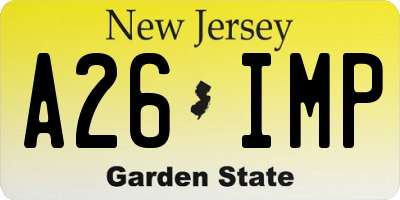 NJ license plate A26IMP