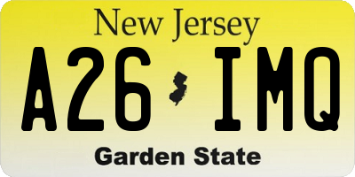 NJ license plate A26IMQ