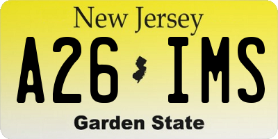 NJ license plate A26IMS