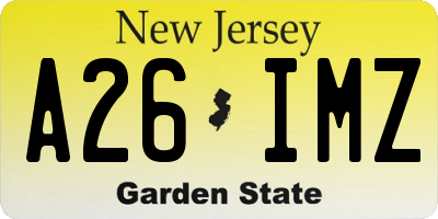 NJ license plate A26IMZ