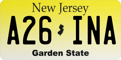NJ license plate A26INA