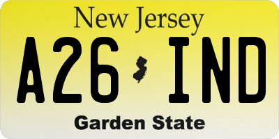 NJ license plate A26IND