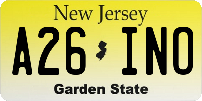 NJ license plate A26INO
