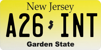 NJ license plate A26INT