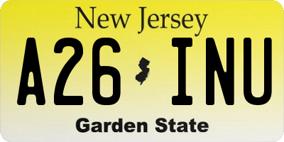 NJ license plate A26INU