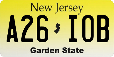 NJ license plate A26IOB