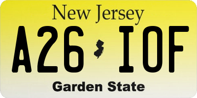 NJ license plate A26IOF