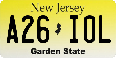 NJ license plate A26IOL