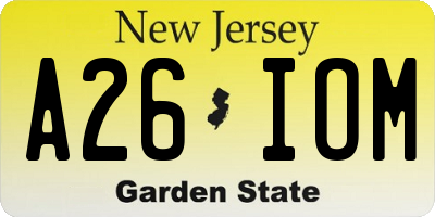 NJ license plate A26IOM