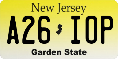 NJ license plate A26IOP