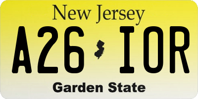 NJ license plate A26IOR