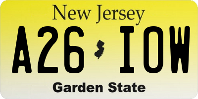 NJ license plate A26IOW