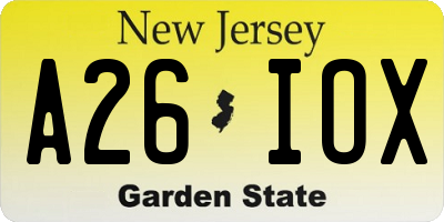 NJ license plate A26IOX
