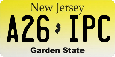 NJ license plate A26IPC