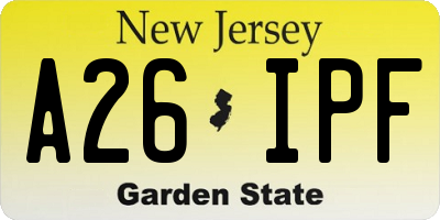 NJ license plate A26IPF