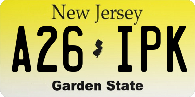 NJ license plate A26IPK