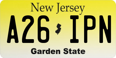 NJ license plate A26IPN