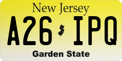 NJ license plate A26IPQ