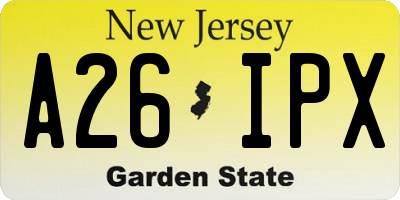 NJ license plate A26IPX