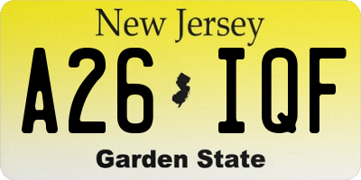 NJ license plate A26IQF