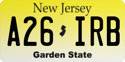 NJ license plate A26IRB