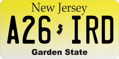 NJ license plate A26IRD