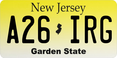 NJ license plate A26IRG