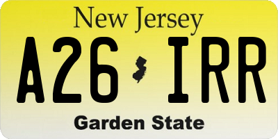 NJ license plate A26IRR