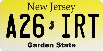 NJ license plate A26IRT