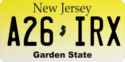 NJ license plate A26IRX