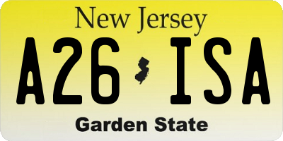 NJ license plate A26ISA
