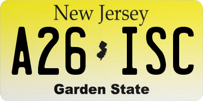 NJ license plate A26ISC